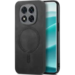 Phonesta Retro Vegan Leder MagSafe Back Cover Hülle für Xiaomi Redmi Note 14 Pro 5G / Xiaomi Poco X7 - Schwarz