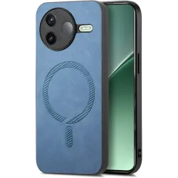 Phonesta Retro Vegan Leder MagSafe Back Cover Hülle für Xiaomi Poco F7 Pro - Blau