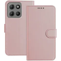 Phonesta Smooth Skin Book Wallet Klapphülle für Motorola Moto G17/G17 Power/G15/G15 Power - Roségold