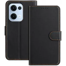 Phonesta Smooth Skin Book Wallet Klapphülle für Oppo Reno13 - Schwarz