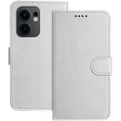Phonesta Smooth Skin Book Wallet Klapphülle für Oppo Reno13 F 4G/5G / Reno13 FS 5G - Silber