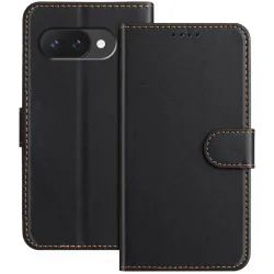 Phonesta Smooth Skin Book Wallet Klapphülle für Google Pixel 9a - Schwarz