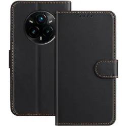 Phonesta Smooth Skin Book Wallet Klapphülle für Realme 14 Pro Plus - Schwarz
