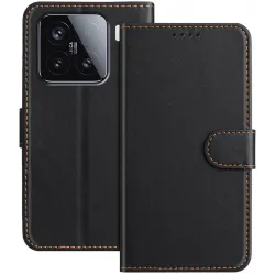 Phonesta Smooth Skin Book Wallet Klapphülle für Xiaomi 15 - Schwarz