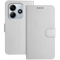 Phonesta Smooth Skin Book Wallet Klapphülle für Xiaomi Redmi Note 14 5G / Xiaomi Poco M7 Pro - Silber