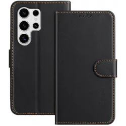 Phonesta Smooth Skin Book Wallet Klapphülle für Samsung Galaxy S25 Ultra - Schwarz