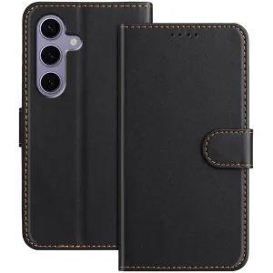 Phonesta Smooth Skin Book Wallet Klapphülle für Samsung Galaxy S25/S24 - Schwarz