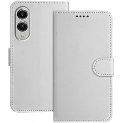 Phonesta Smooth Skin Book Wallet Klapphülle für Samsung Galaxy S25 Edge - Silber