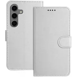 Phonesta Smooth Skin Book Wallet Klapphülle für Samsung Galaxy S25 Plus/S24 Plus - Silber