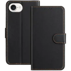 Phonesta Smooth Skin Book Wallet Klapphülle für Apple iPhone 17e/16e - Schwarz