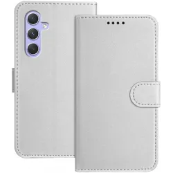 Phonesta Smooth Skin Book Wallet Klapphülle für Samsung Galaxy A55 - Silber