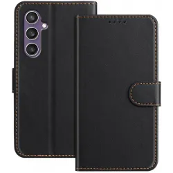 Phonesta Smooth Skin Book Wallet Klapphülle für Samsung Galaxy S23 FE - Schwarz