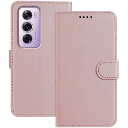 Phonesta Smooth Skin Book Wallet Klapphülle für Oppo Reno12 Pro - Roségold