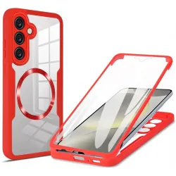 Phonesta Slim Protect 360 Vollschutzhülle Displayschutzfolie und MagSafe für Samsung Galaxy S25/S24 - Rot