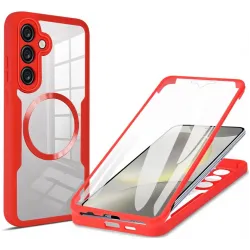 Phonesta Slim Protect 360 Vollschutzhülle Displayschutzfolie und MagSafe für Samsung Galaxy S24 FE - Rot