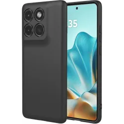 Phonesta Soft Silk Silikon Back Cover Hülle für Motorola Edge 60 / Edge 60 Fusion - Schwarz