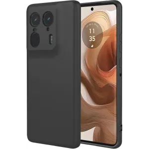 Phonesta Soft Silk Silikon Back Cover Hülle für Motorola Edge 50 Ultra - Schwarz