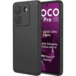 Phonesta Soft Silk Silikon Back Cover Hülle für Xiaomi Poco M7 Pro - Schwarz