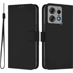 Phonesta Soft Skin Book Wallet Klapphülle für Motorola Edge 50 Pro - Schwarz