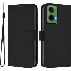 Phonesta Soft Skin Book Wallet Klapphülle für Motorola Moto G35 - Schwarz
