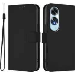 Phonesta Soft Skin Book Wallet Klapphülle für Oppo A60 4G - Schwarz