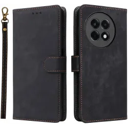 Phonesta Vintage Skin Book Wallet Klapphülle für OnePlus 13R - Schwarz