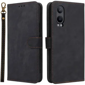 Phonesta Vintage Skin Book Wallet Klapphülle für OnePlus Nord CE 4 Lite - Schwarz