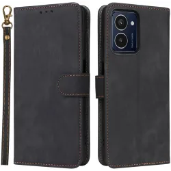 Phonesta Vintage Skin Book Wallet Klapphülle für HMD Pulse/Pulse Plus/Pulse Pro - Schwarz