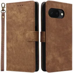 Phonesta Vintage Skin Book Wallet Klapphülle für Google Pixel 9a - Braun