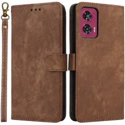 Phonesta Vintage Skin Book Wallet Klapphülle für Motorola Edge 50 Fusion - Braun