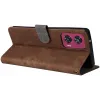 Phonesta Vintage Skin Book Wallet Klapphülle für Motorola Edge 50 Fusion - Braun 4