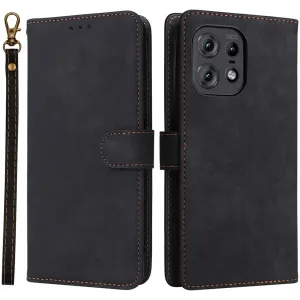 Phonesta Vintage Skin Book Wallet Klapphülle für Motorola Edge 50 / Edge 50 Pro - Schwarz