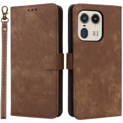 Phonesta Vintage Skin Book Wallet Klapphülle für Motorola Edge 50 Ultra - Braun