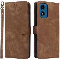 Phonesta Vintage Skin Book Wallet Klapphülle für Motorola Moto G04 / G04s / G24 / G24 Power / E14 - Braun