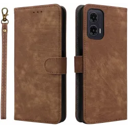 Phonesta Vintage Skin Book Wallet Klapphülle für Motorola Moto G35 - Braun