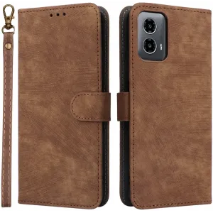 Phonesta Vintage Skin Book Wallet Klapphülle für Motorola Moto G45 / Moto G34 - Braun