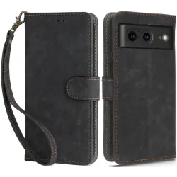 Phonesta Vintage Skin Book Wallet Klapphülle für Google Pixel 8 - Schwarz