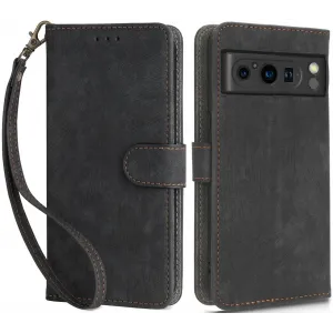 Phonesta Vintage Skin Book Wallet Klapphülle für Google Pixel 8 Pro - Schwarz
