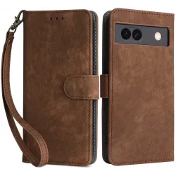 Phonesta Vintage Skin Book Wallet Klapphülle für Google Pixel 8a - Braun