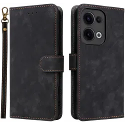Phonesta Vintage Skin Book Wallet Klapphülle für Oppo Reno13 - Schwarz