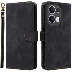 Phonesta Vintage Skin Book Wallet Klapphülle für Oppo Reno13 Pro - Schwarz
