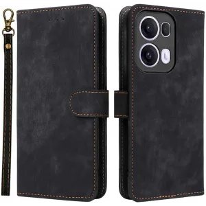 Phonesta Vintage Skin Book Wallet Klapphülle für Oppo Reno13 Pro - Schwarz