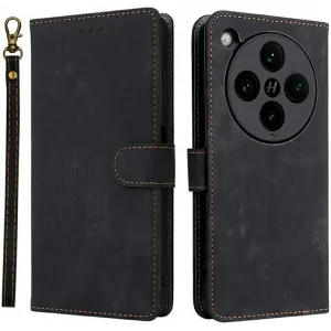Phonesta Vintage Skin Book Wallet Klapphülle für Oppo Find X8 Pro - Schwarz