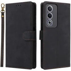 Phonesta Vintage Skin Book Wallet Klapphülle für Oppo A80 - Schwarz