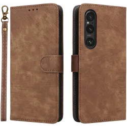 Phonesta Vintage Skin Book Wallet Klapphülle für Sony Xperia 1 VI - Braun
