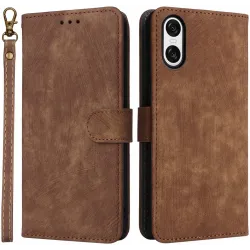 Phonesta Vintage Skin Book Wallet Klapphülle für Sony Xperia 10 VI - Braun