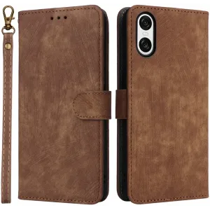 Phonesta Vintage Skin Book Wallet Klapphülle für Sony Xperia 10 VI - Braun