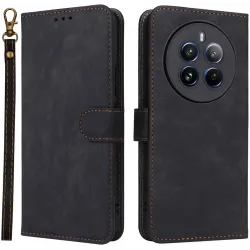 Phonesta Vintage Skin Book Wallet Klapphülle für Realme 12 Pro/12 Pro Plus - Schwarz