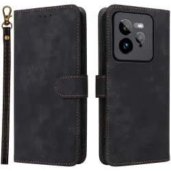 Phonesta Vintage Skin Book Wallet Klapphülle für Realme GT 7 Pro - Schwarz