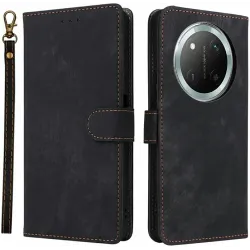 Phonesta Vintage Skin Book Wallet Klapphülle für HONOR Magic7 Lite - Schwarz